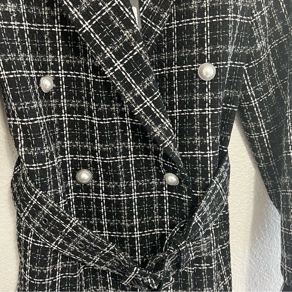NWT BCBGMaxAzria Tweed Blazer Dress With Feather Sleeves - Picture 7 of 14